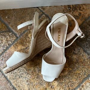 Prada Women's White Wedge Sandals